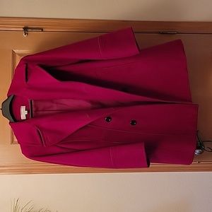 Anne Klein Double Breasted Wool Peacoat, 1X, Red